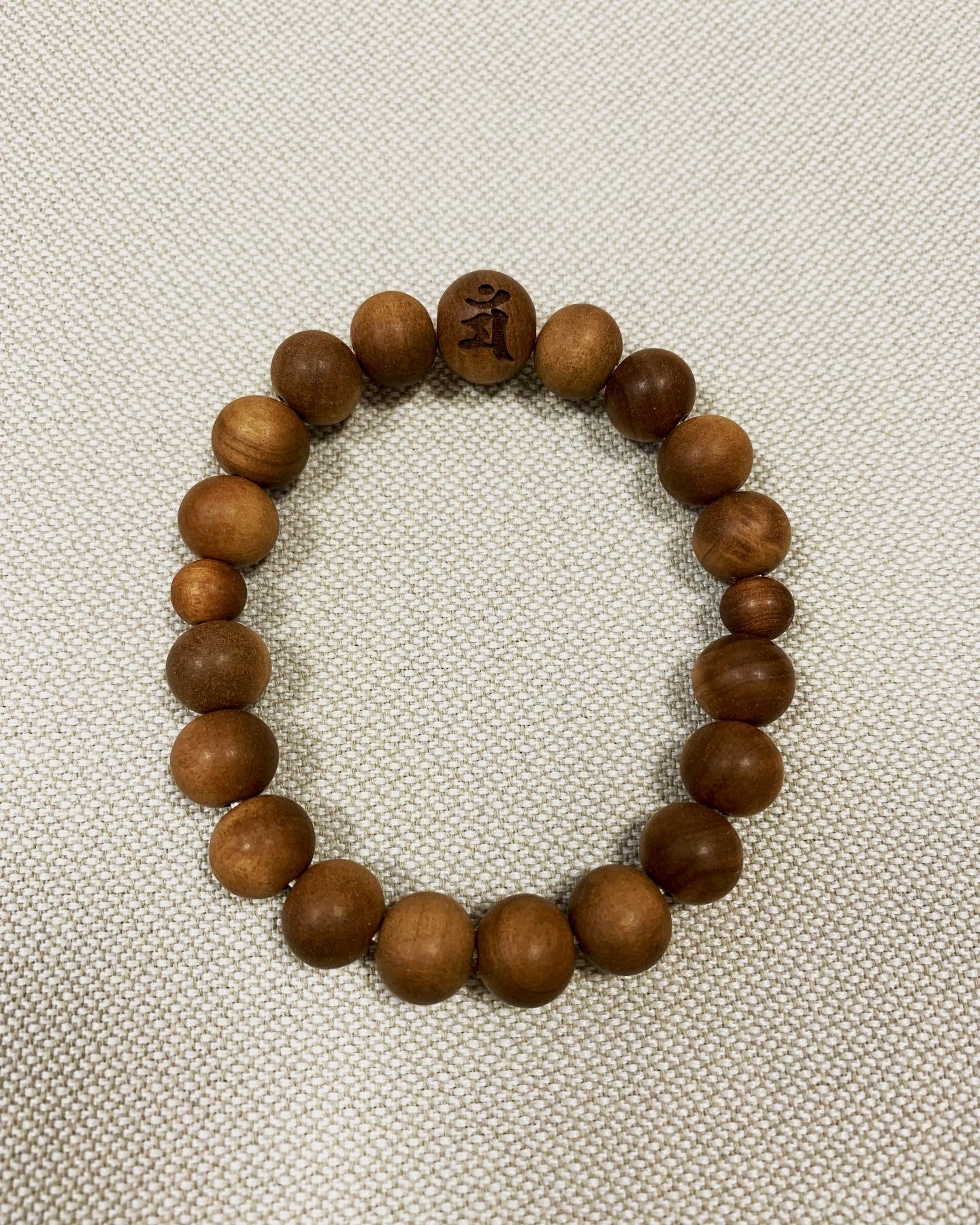 老山白檀 梵字彫（文殊菩薩）手串珠