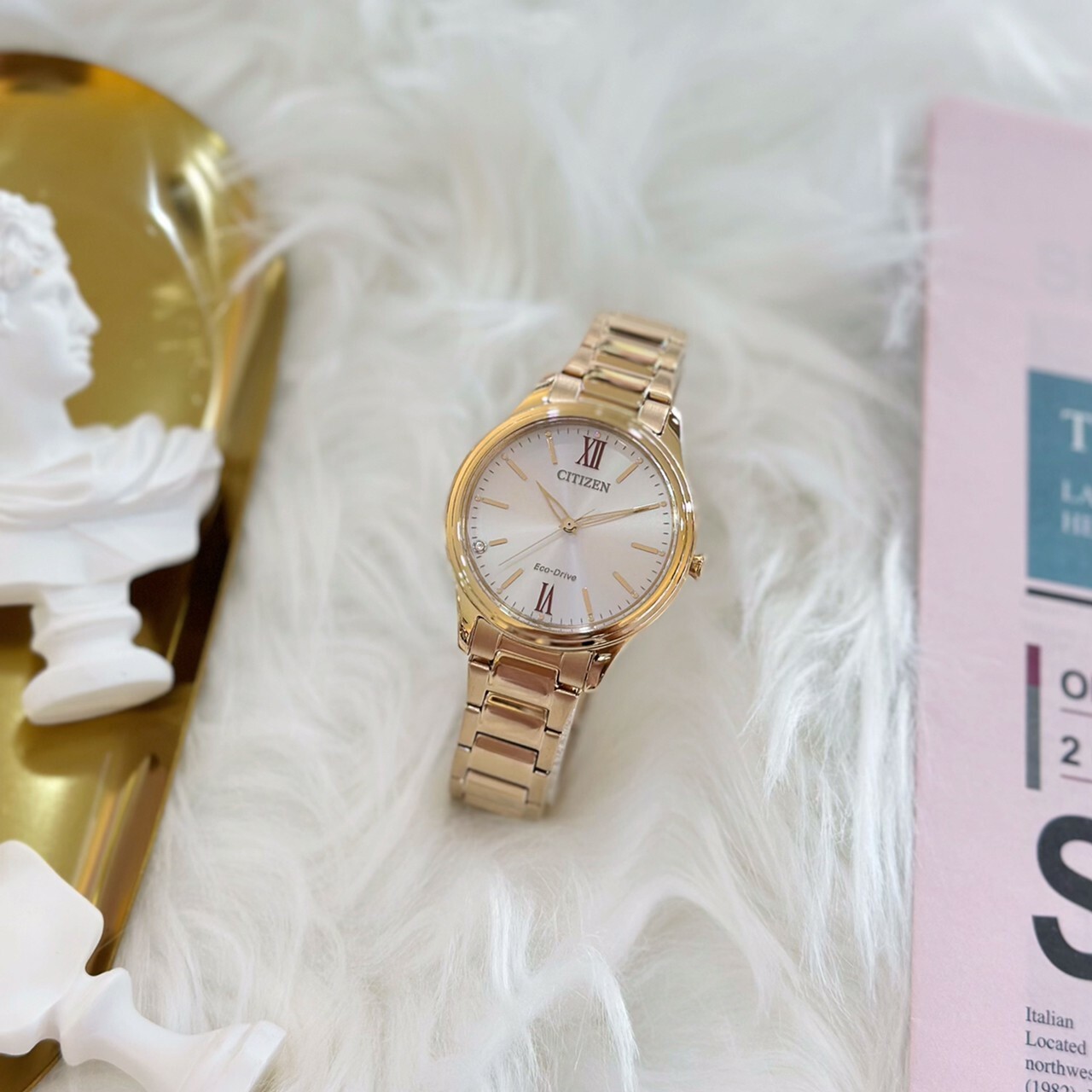 【CITIZEN 星辰】LADY'S系列 光動能 經典大三針腕錶 EM0418-81X 34mm 現代鐘錶