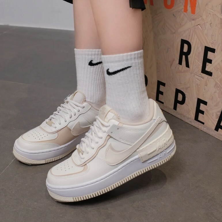 Nike Air Force 1 Low Shadow 米白奶茶 解構 拼接 休閒鞋 女鞋
