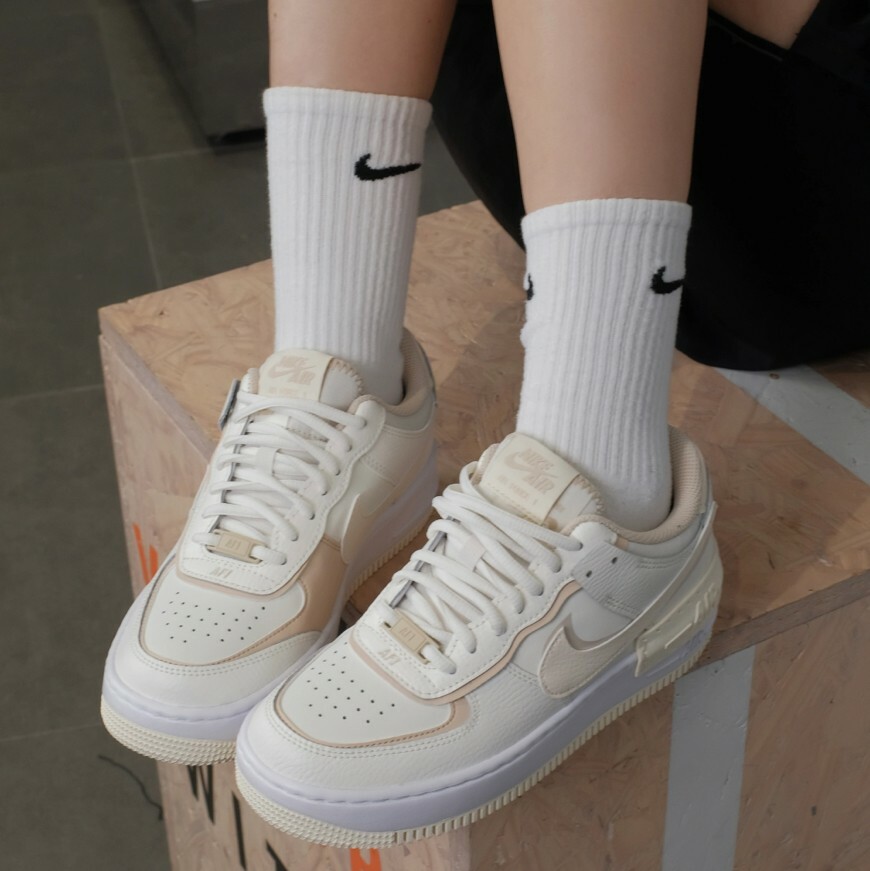 Nike Air Force 1 Low Shadow 米白奶茶 解構 拼接 休閒鞋 女鞋