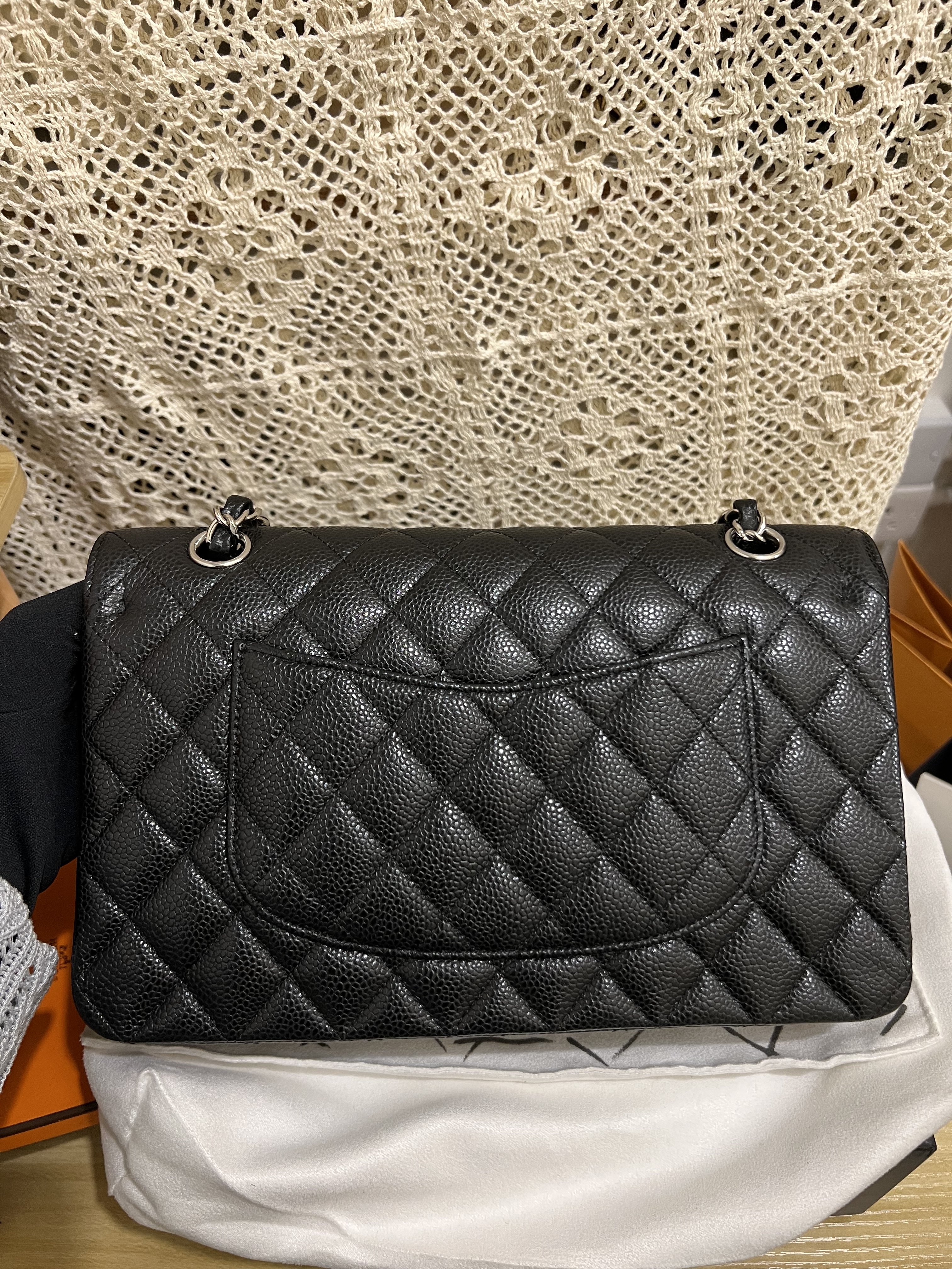 Chanel Flap Bag Medium 25cm (Black Caviar/ Silver Hardware)