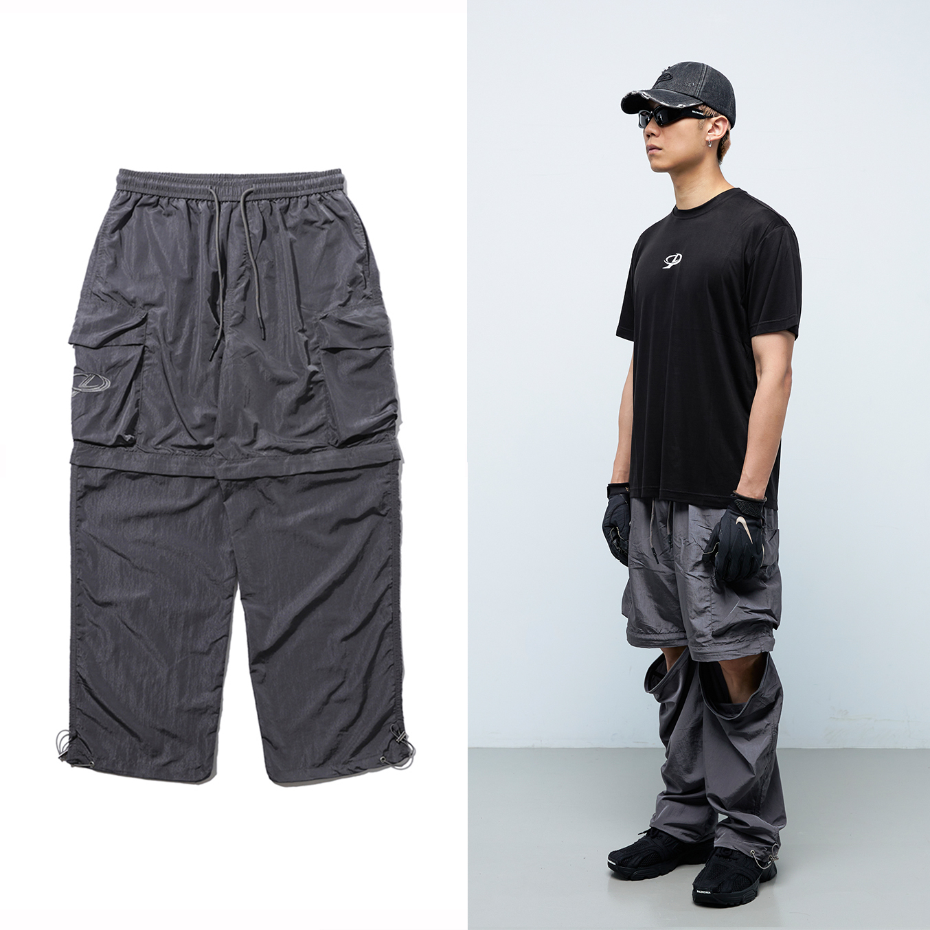 OPO DESIGN 霧面尼龍可拆式兩用口袋褲