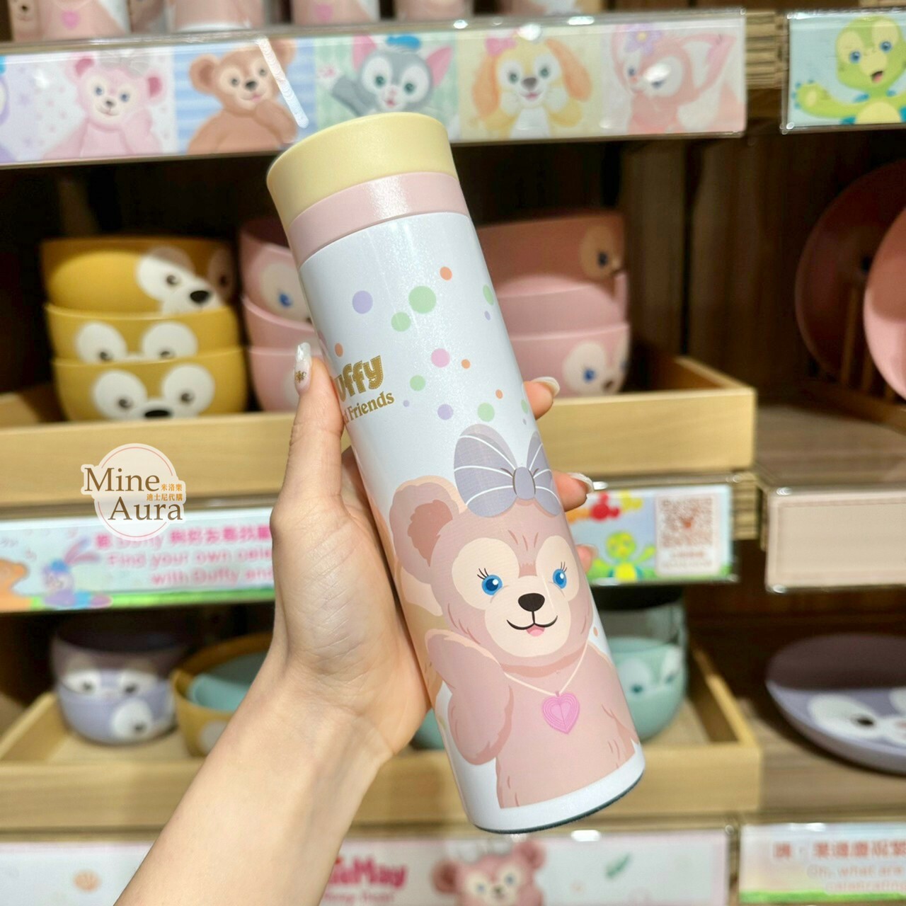 (現貨) 達菲 Duffy 雪莉玫 ShellieMay 白底圖案 保溫瓶 水壺 -香港迪士尼樂園