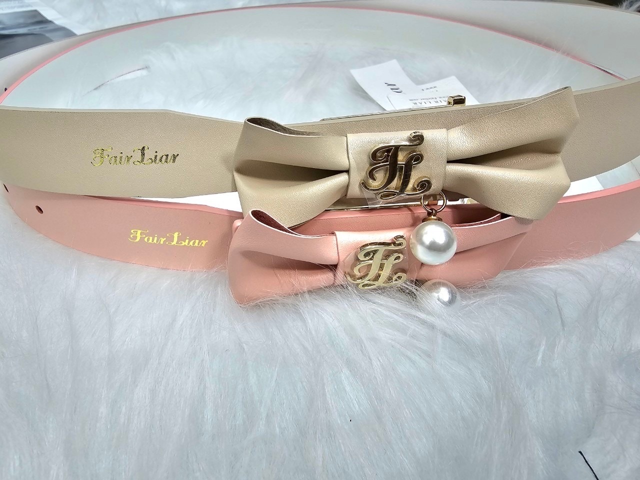 女【現貨】LPGA田仁智代言同款/韓版氣質燙金標誌珍珠皮帶/Fairliar 高爾夫球衣 高爾夫球腰帶 #MWA112030