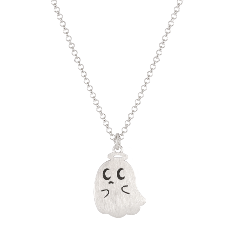 純銀對鍊，情侶項鍊 小幽靈造型；守護在妳身邊（3508女款）