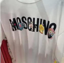 [S] MOSCHINO BIG LOGO LETTERING WITH ANIMALS PRINT T-SHIRT,WHITE, DT071204416001 (SM594)