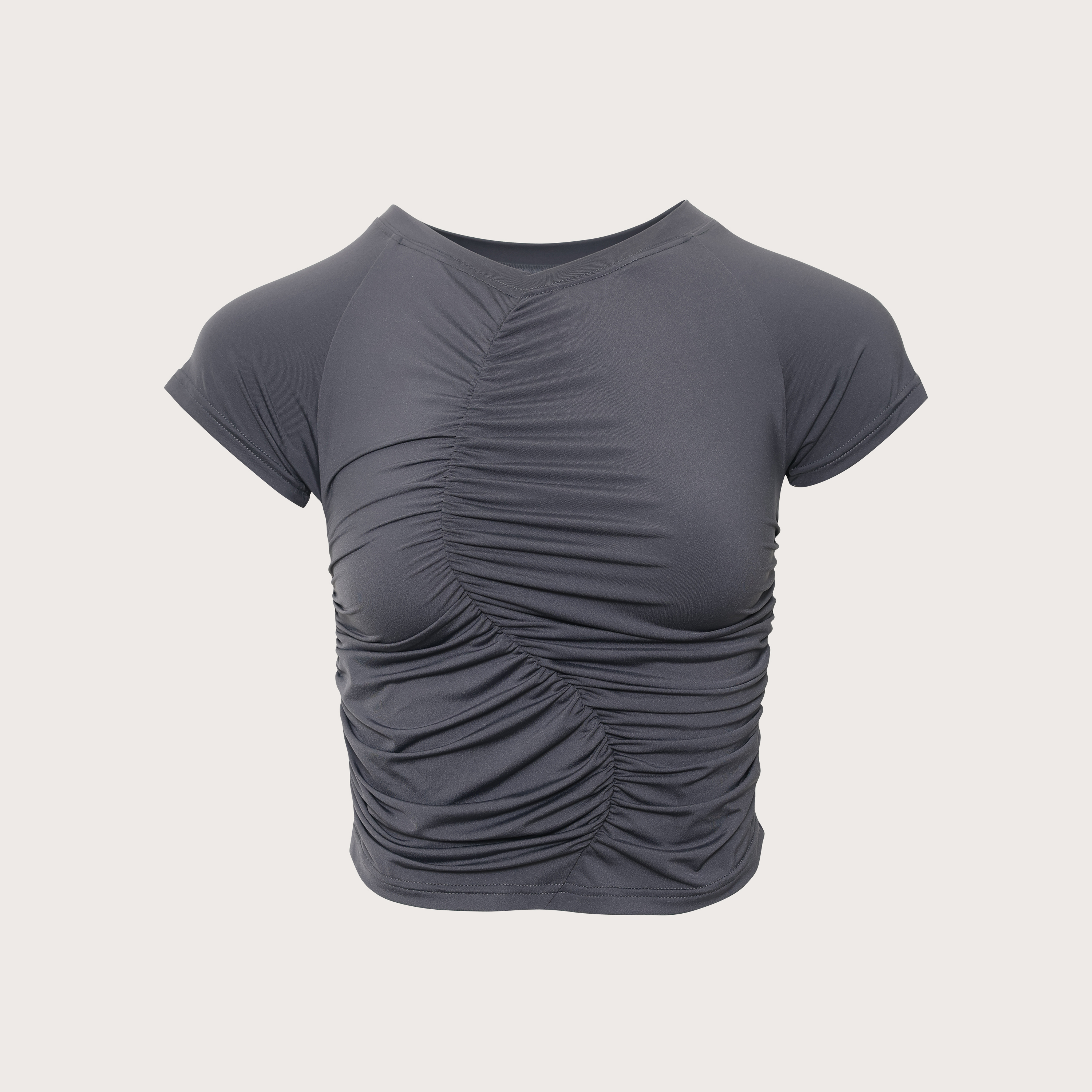 Cozy Wrinkled Crop Top-Dark Gray