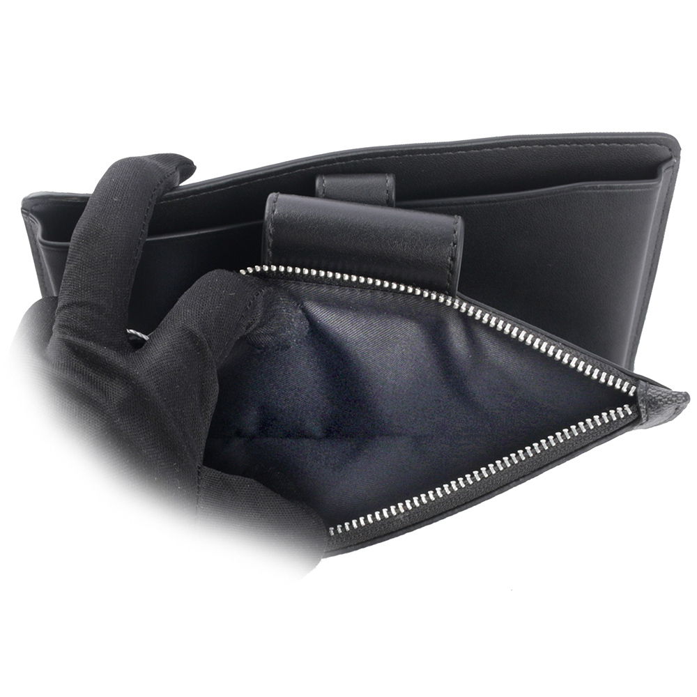 【COACH】PVC皮革馬車Logo壓釦中夾(附提把)(石墨黑) C2874 SVTSQ