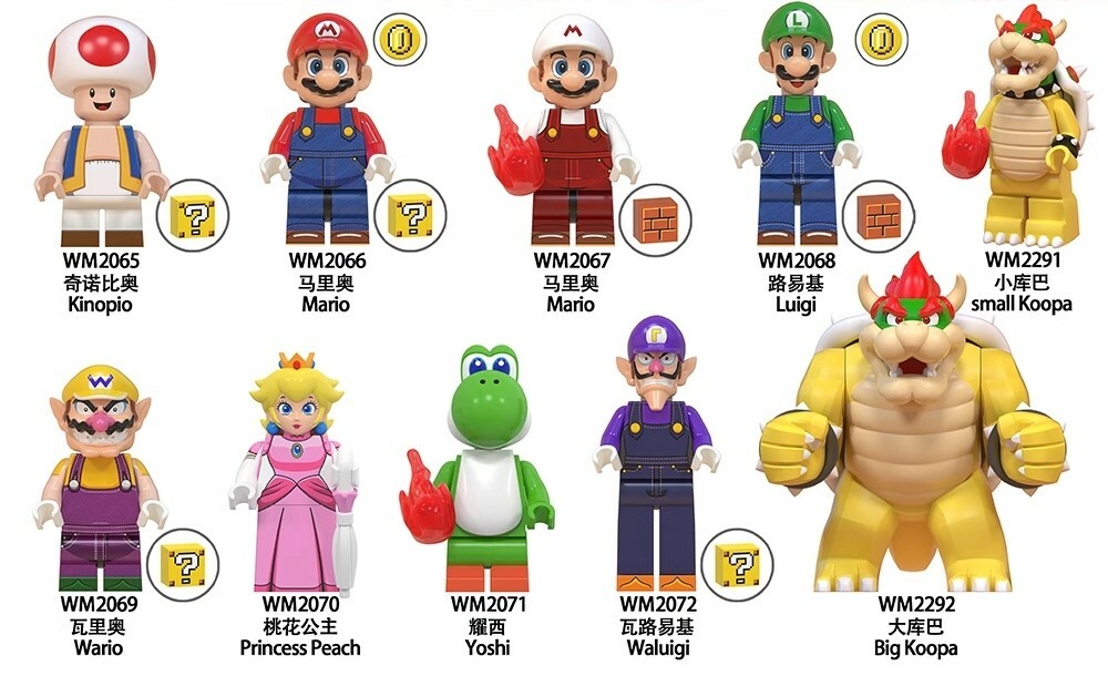 10PCS LOT Super Mario Bros Minifigs fit Lego WM6103