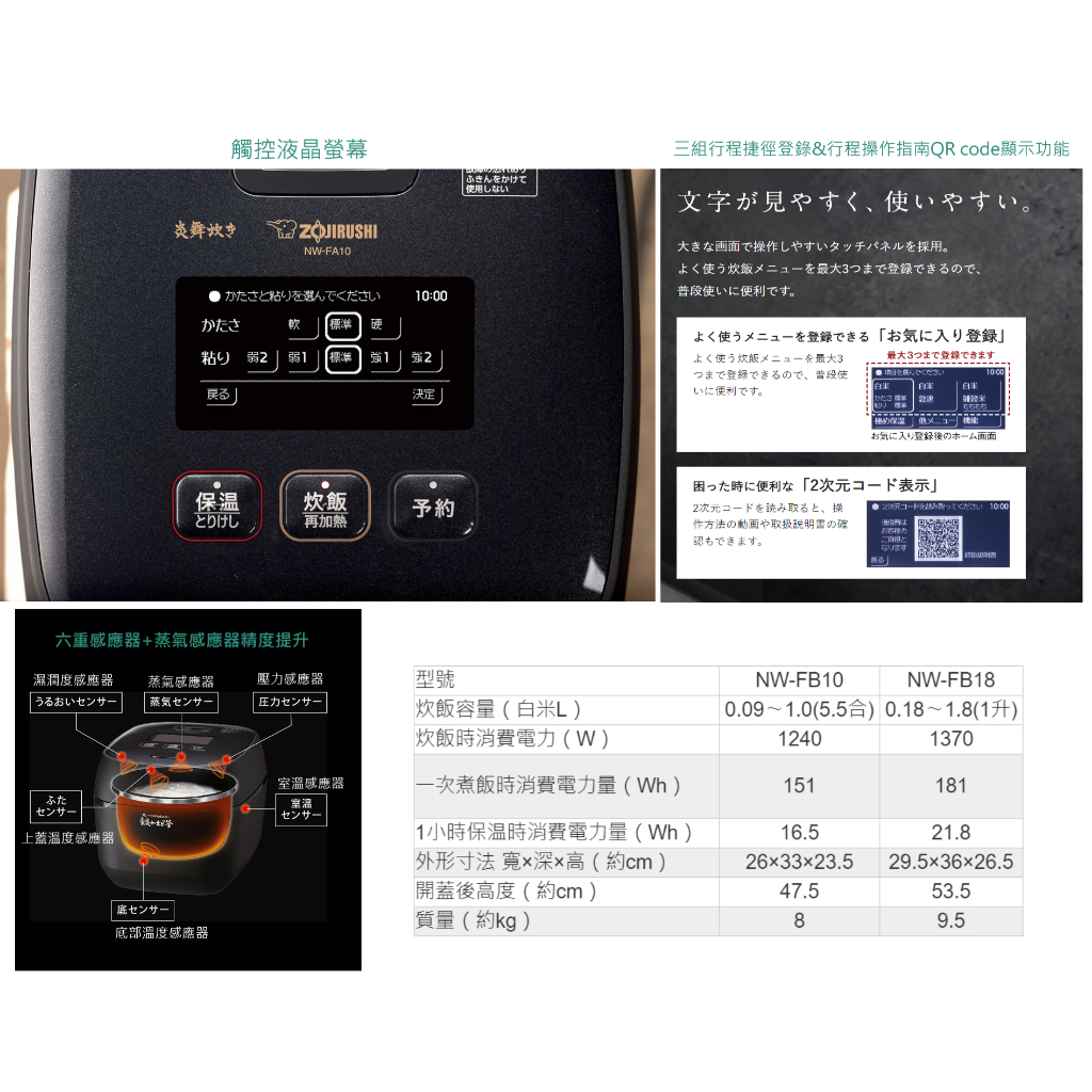 Zojirushi象印NW-FB10/NW-FB18頂級六人份/十人份3D炎舞炊壓力IH Zojirushi象印NW-FB10/NW-FB18頂級六人份/十人份3D炎舞炊壓力IH