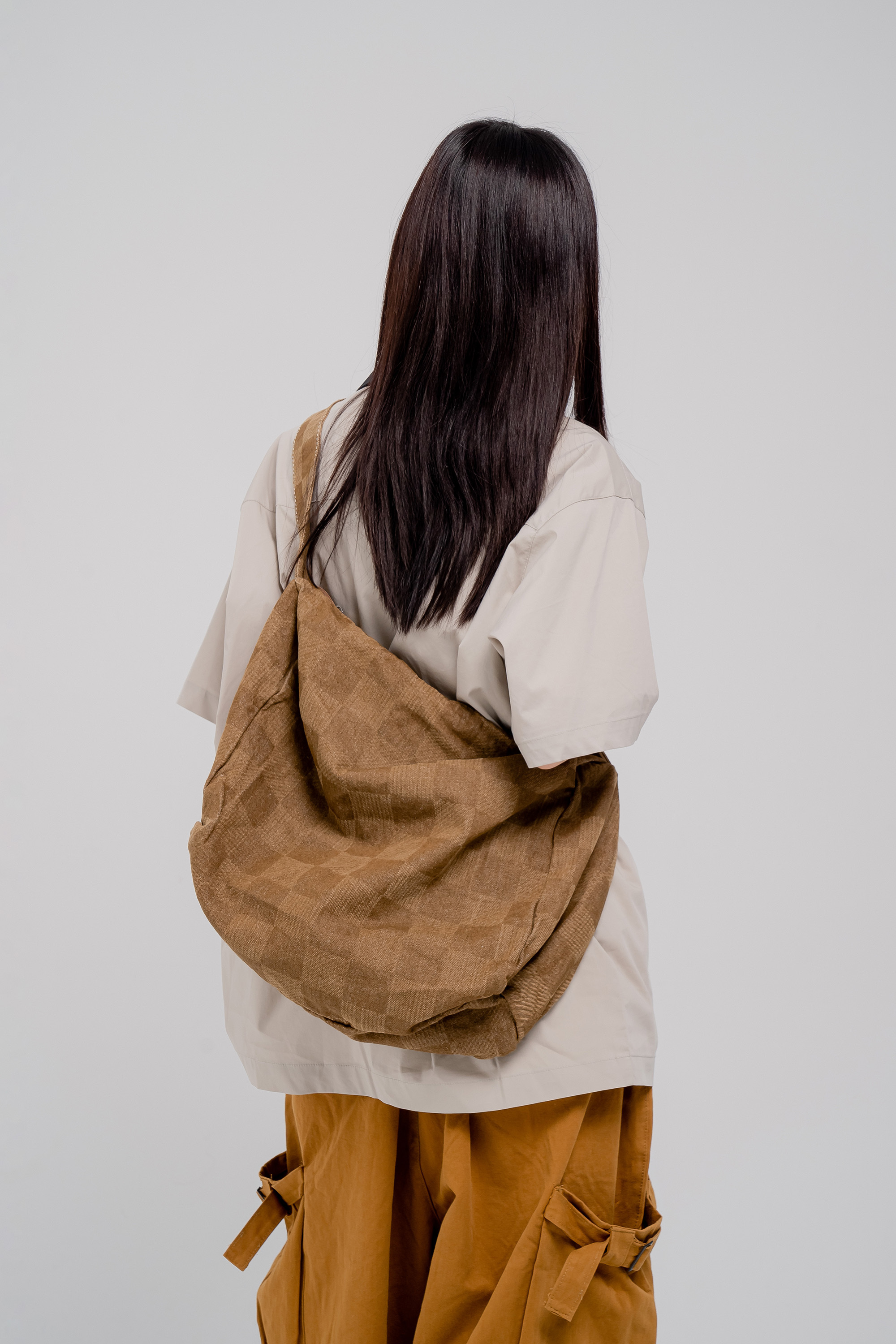 低調棋盤格｜復古水洗托特包