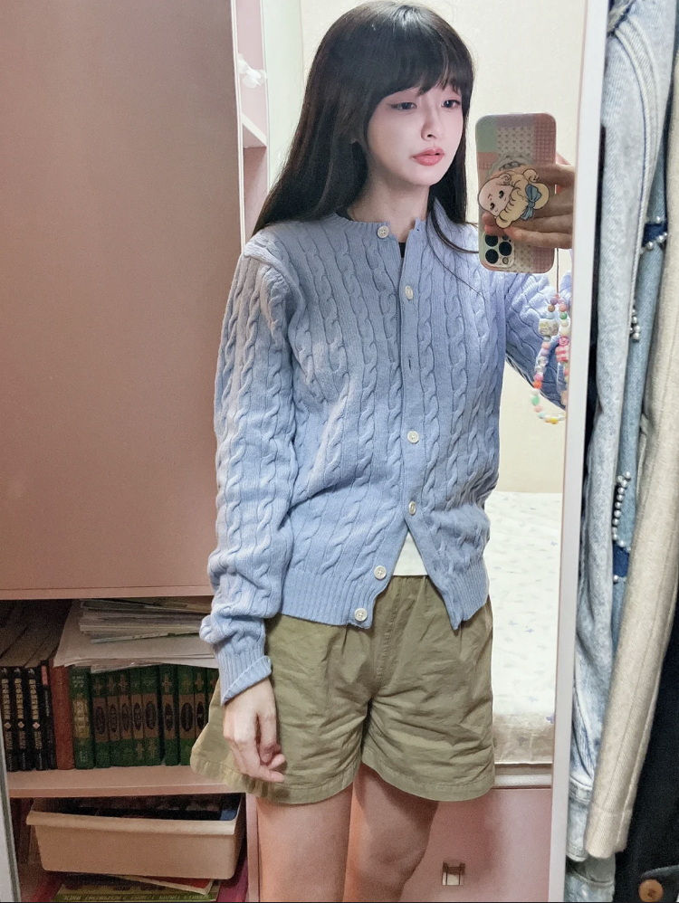 🐎🩵💜歐美原單 𝐏𝐎𝐋𝐎 馬卡龍色系麻花針織外套 現貨