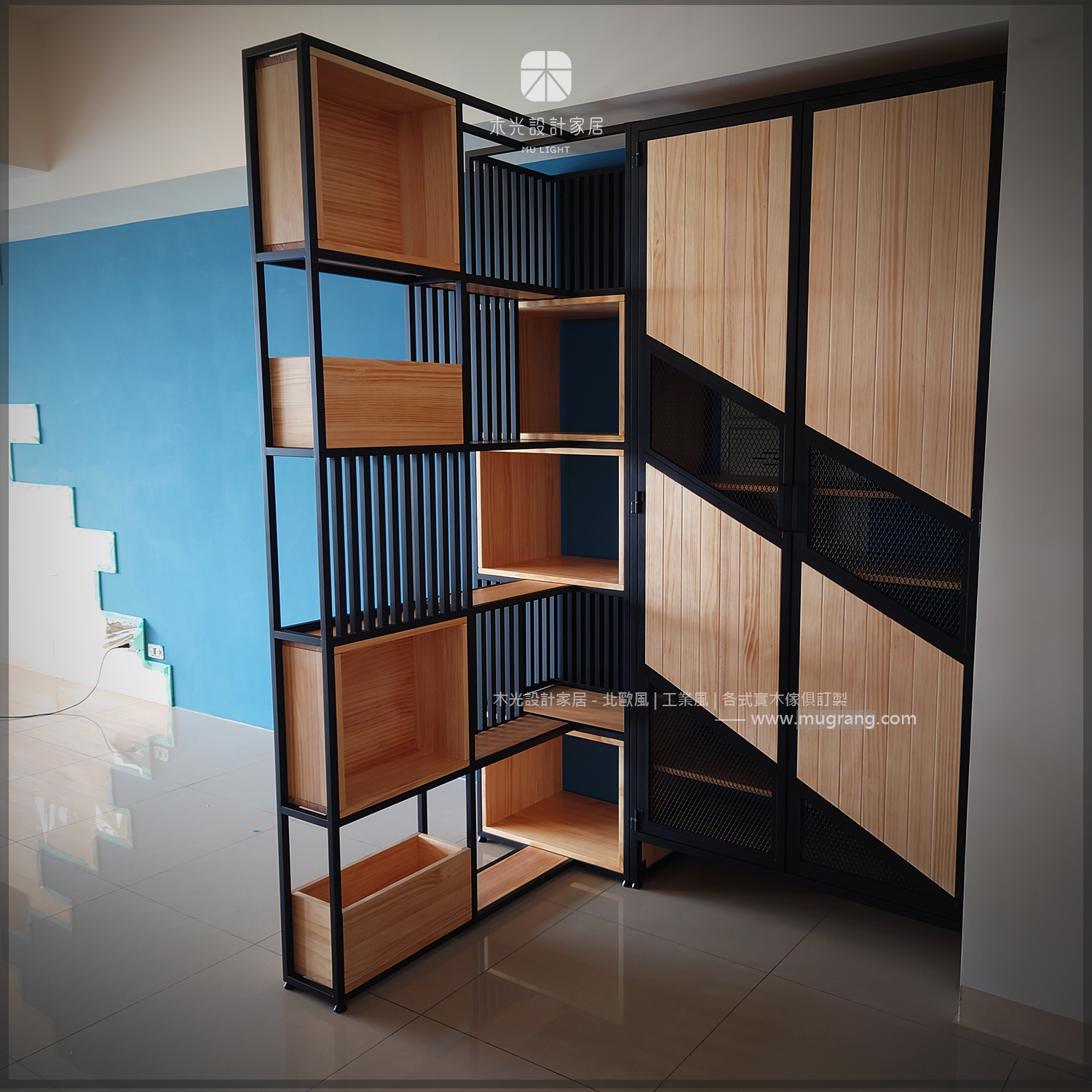 台灣製-方格收納造型T型屏風櫃|可訂製