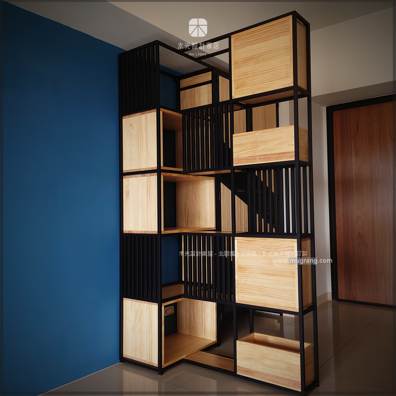 台灣製-方格收納造型T型屏風櫃|可訂製