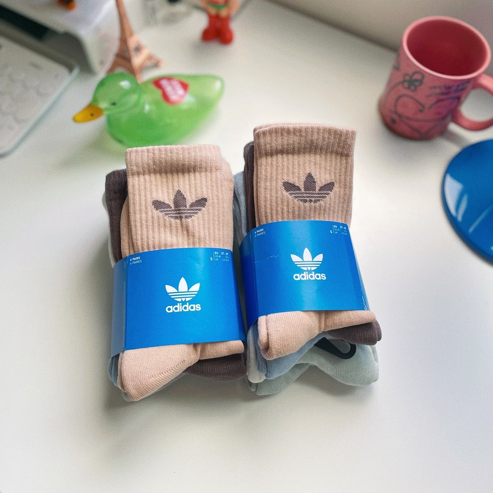Adidas Originals Socks 燕麥奶茶 咖啡 寶寶藍 薄荷綠 白色 襪子 長襪 小腿襪 六雙一組 IS2442