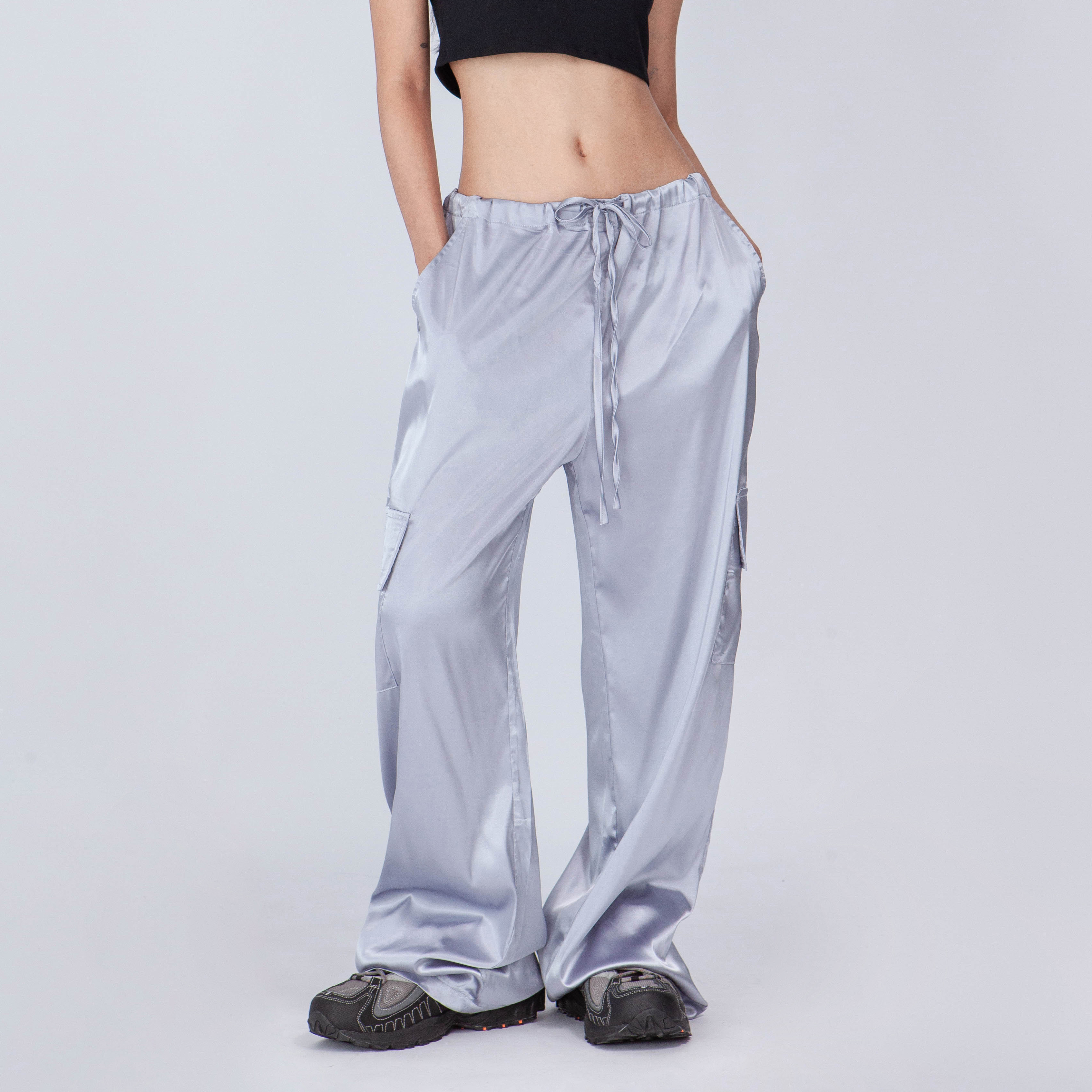 抽繩緞面工裝褲（-20%)