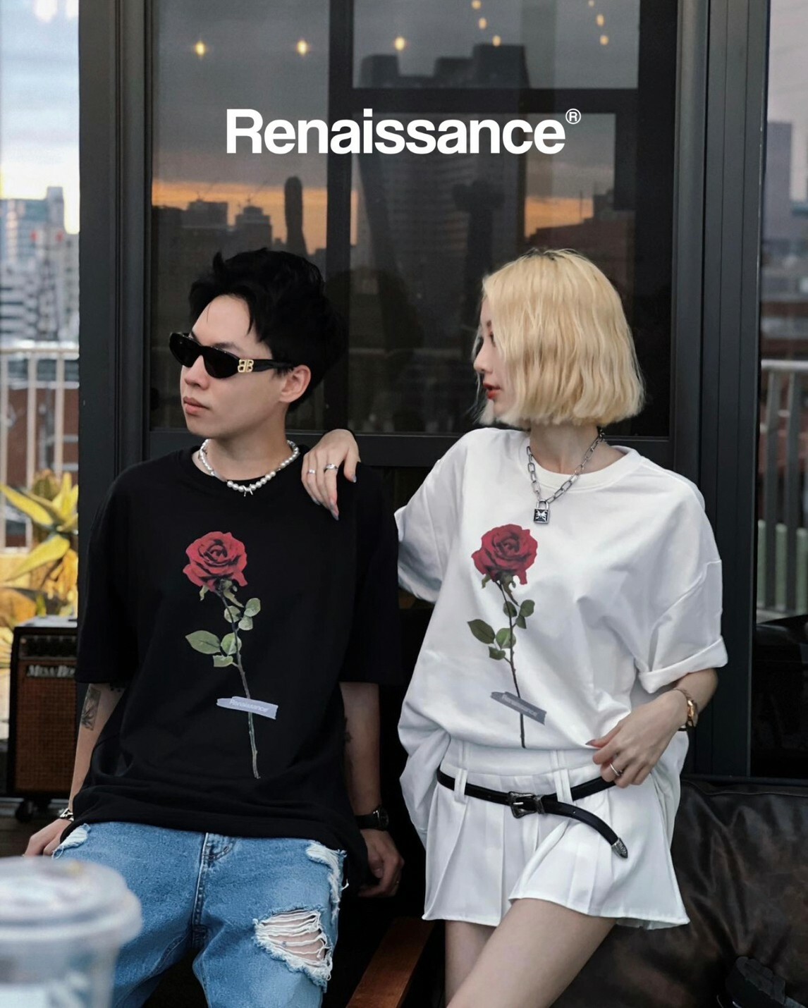RENAISSANCE 限定款 玫瑰Logo 斑駁標語短袖 T ‘’ Rose & Tape Slogan Tee ‘’