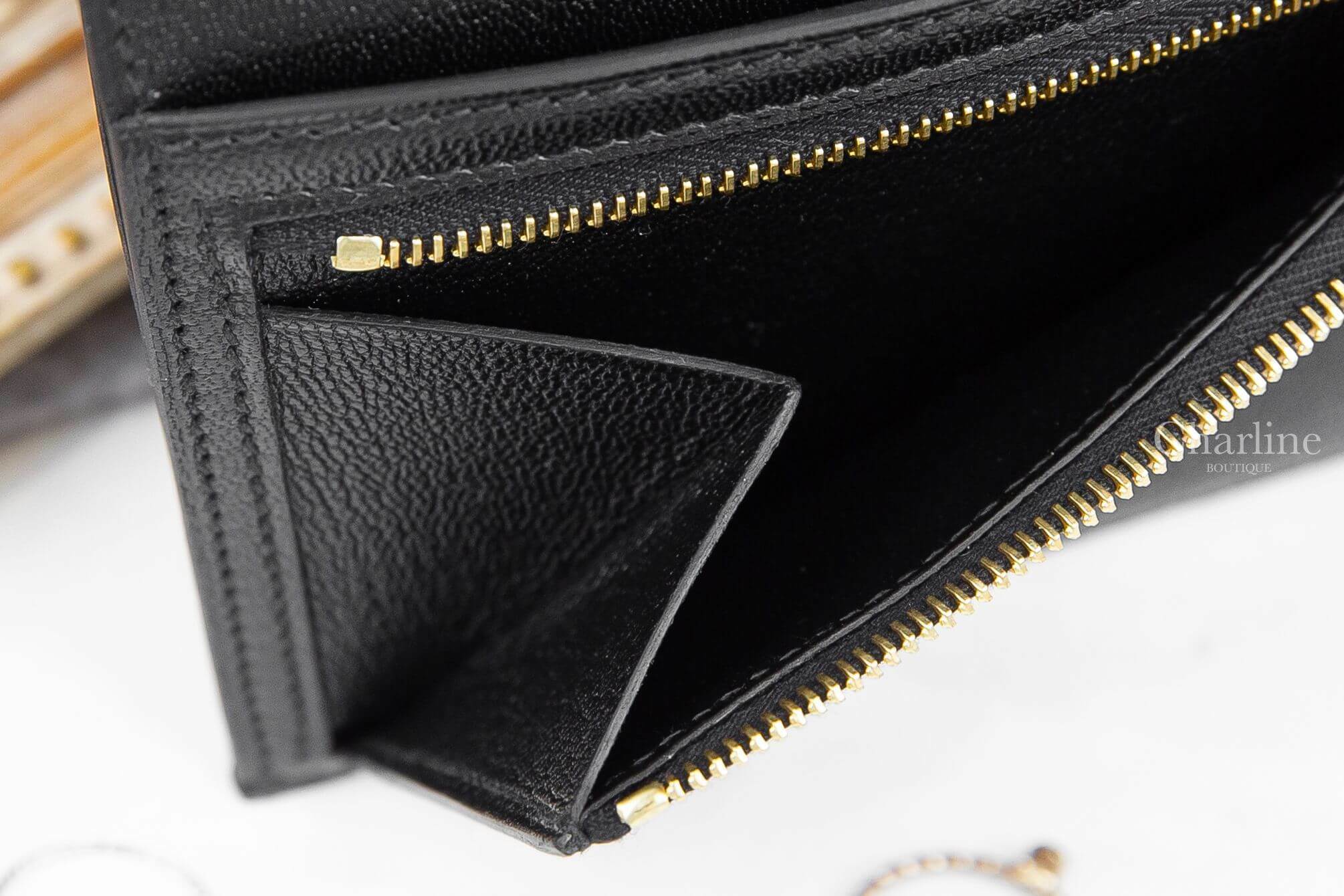 Hermès Bearn Wallet 89 Noir B刻黑色霧面方塊鱷魚金釦短夾-Charline Boutique 精品代購