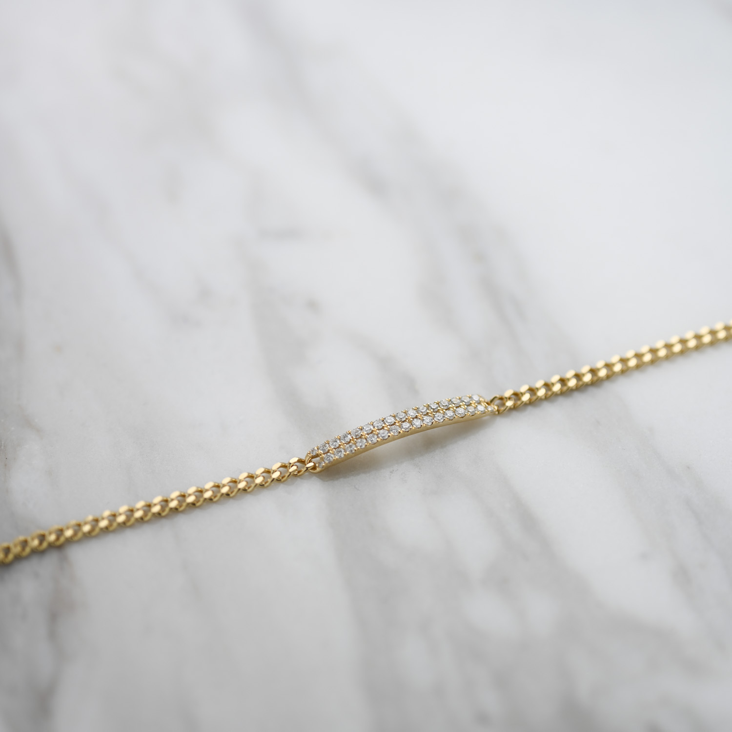 18K Full Diamond Bar Cuban Chain Bracelet