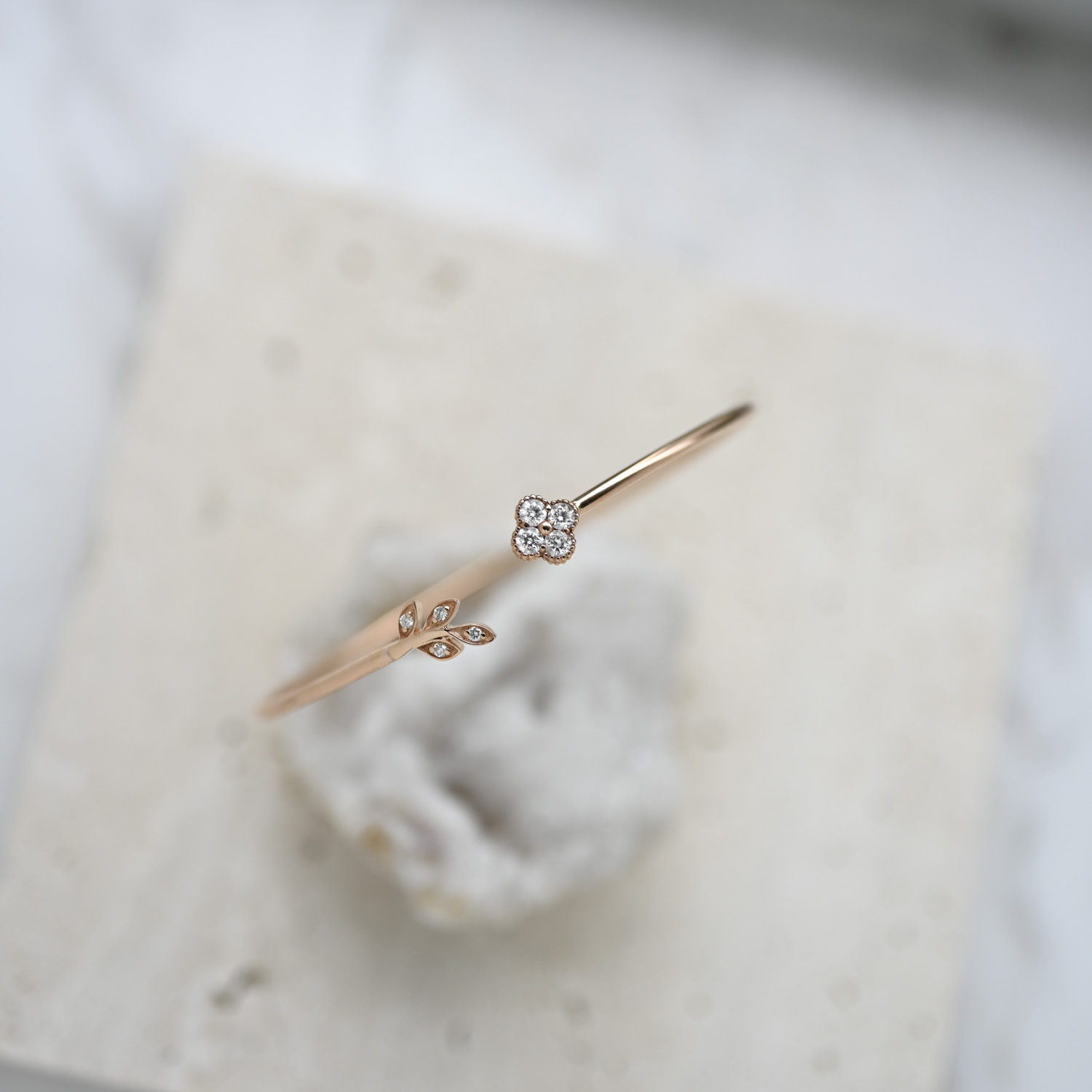 18K Cloverland Open Diamond Bangle