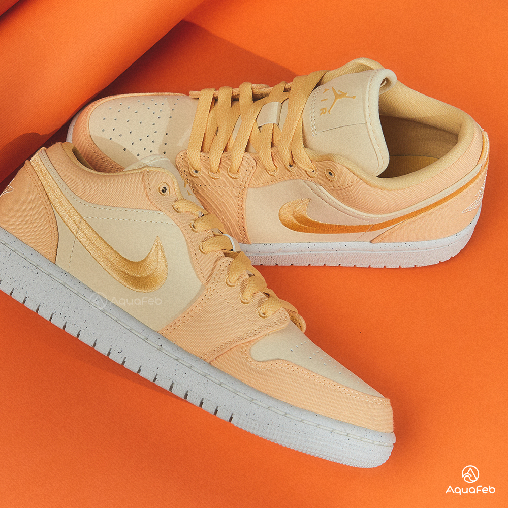 Nike Air Jordan 1 Low SE Canvas 女 橘黃 喬丹 經典 刺繡 休閒鞋 DV0426-200