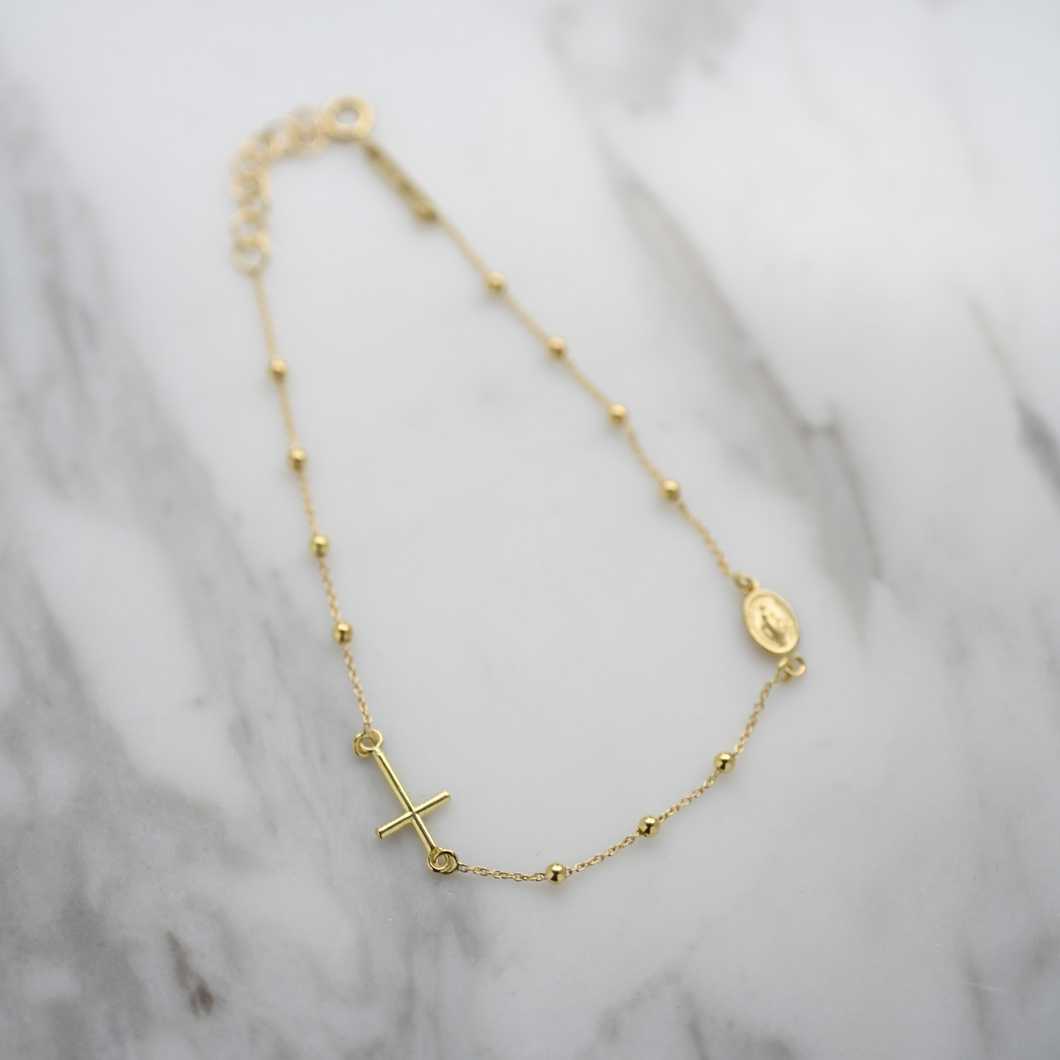 18K Cross Faith Plain Gold Bracelet