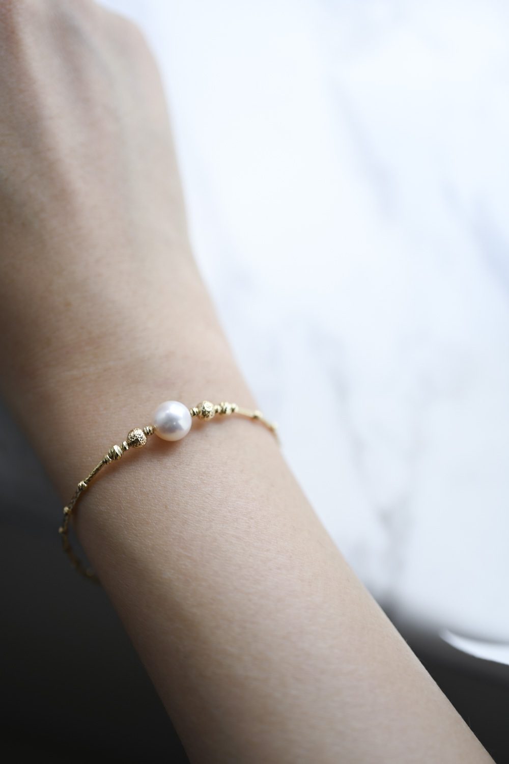 18K Akoya Pearl Bling Gold Bracelet
