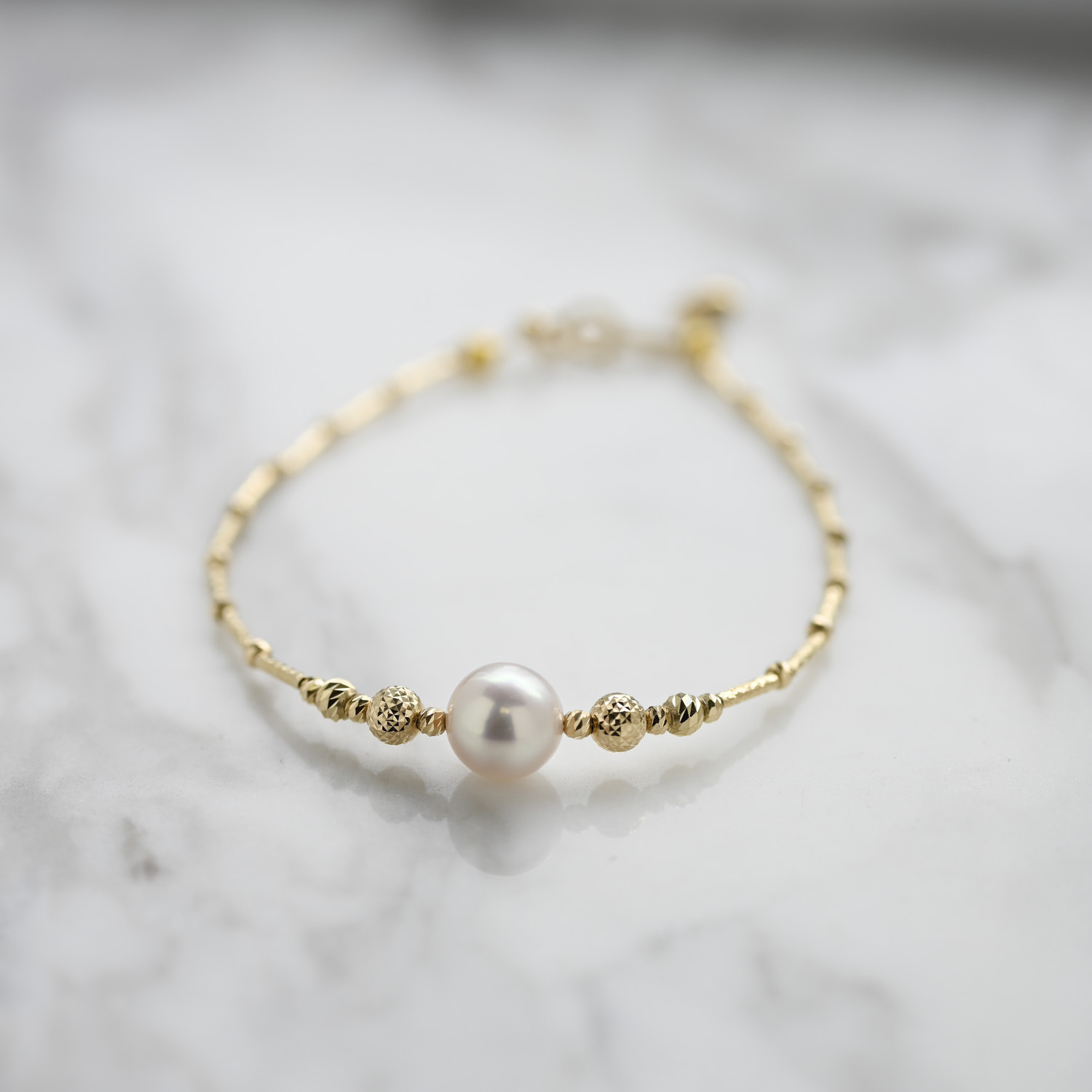 18K Akoya Pearl Bling Gold Bracelet