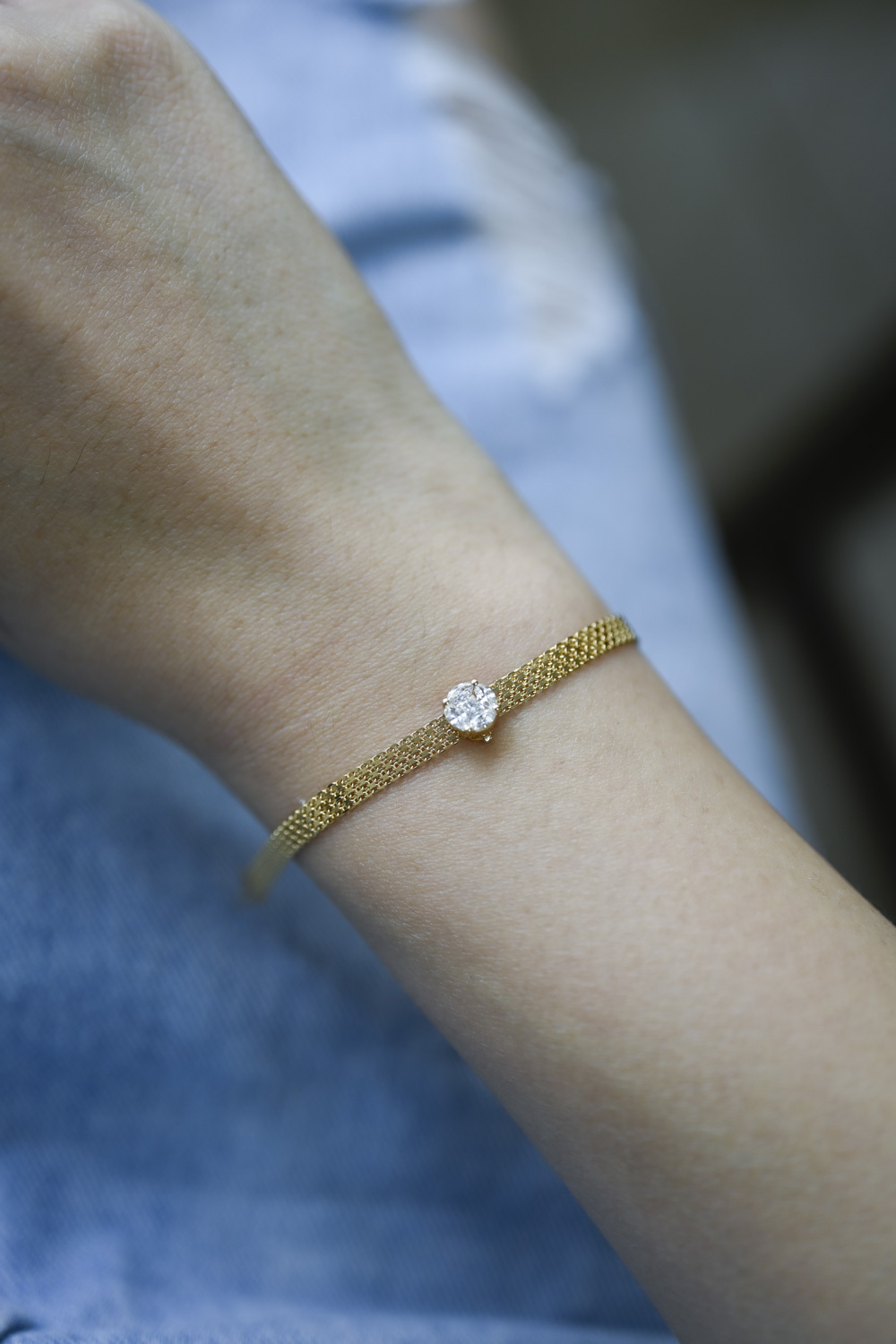 18K Illusion Diamond Tank Bracelet