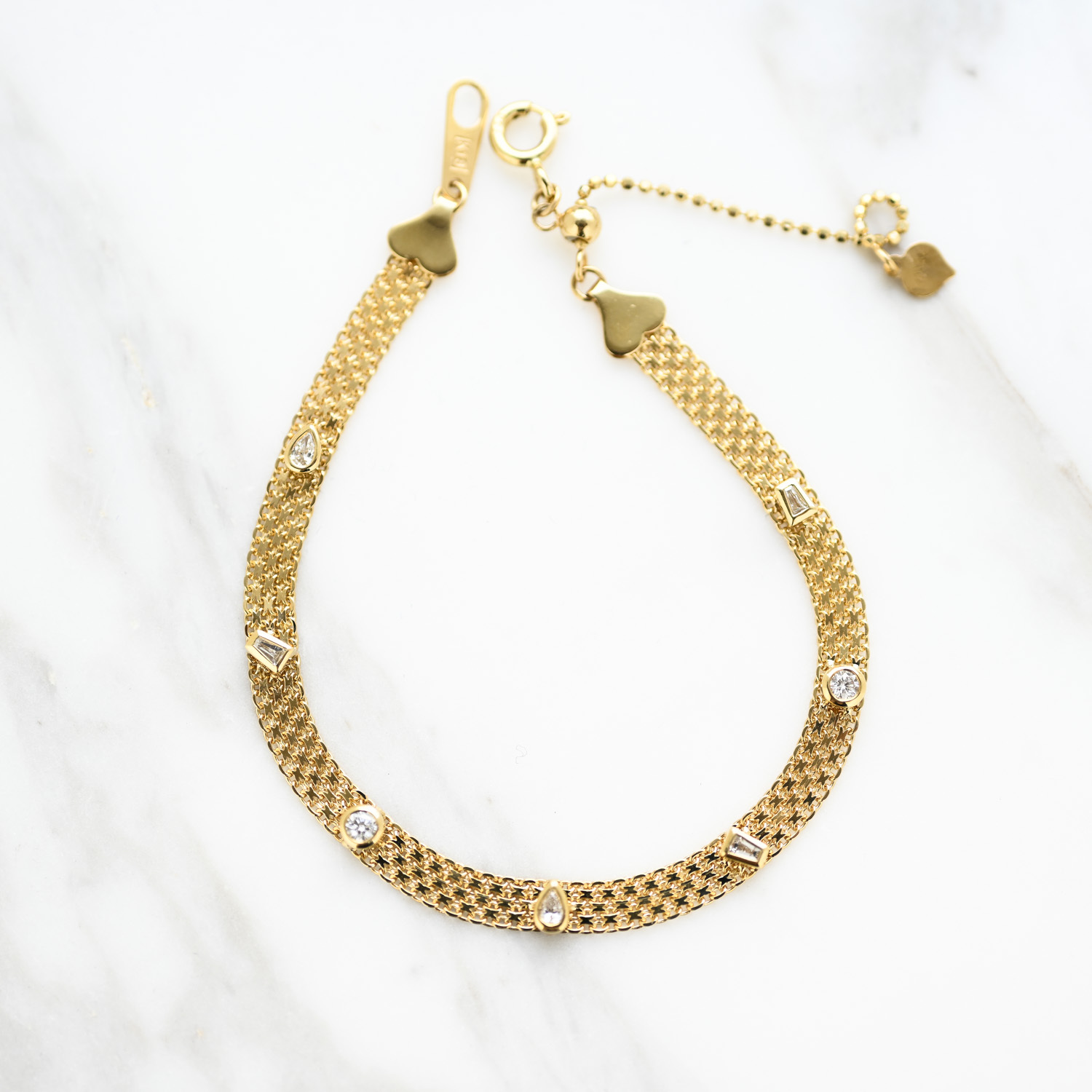 18K Mixed Cut Diamond Tank Bracelet