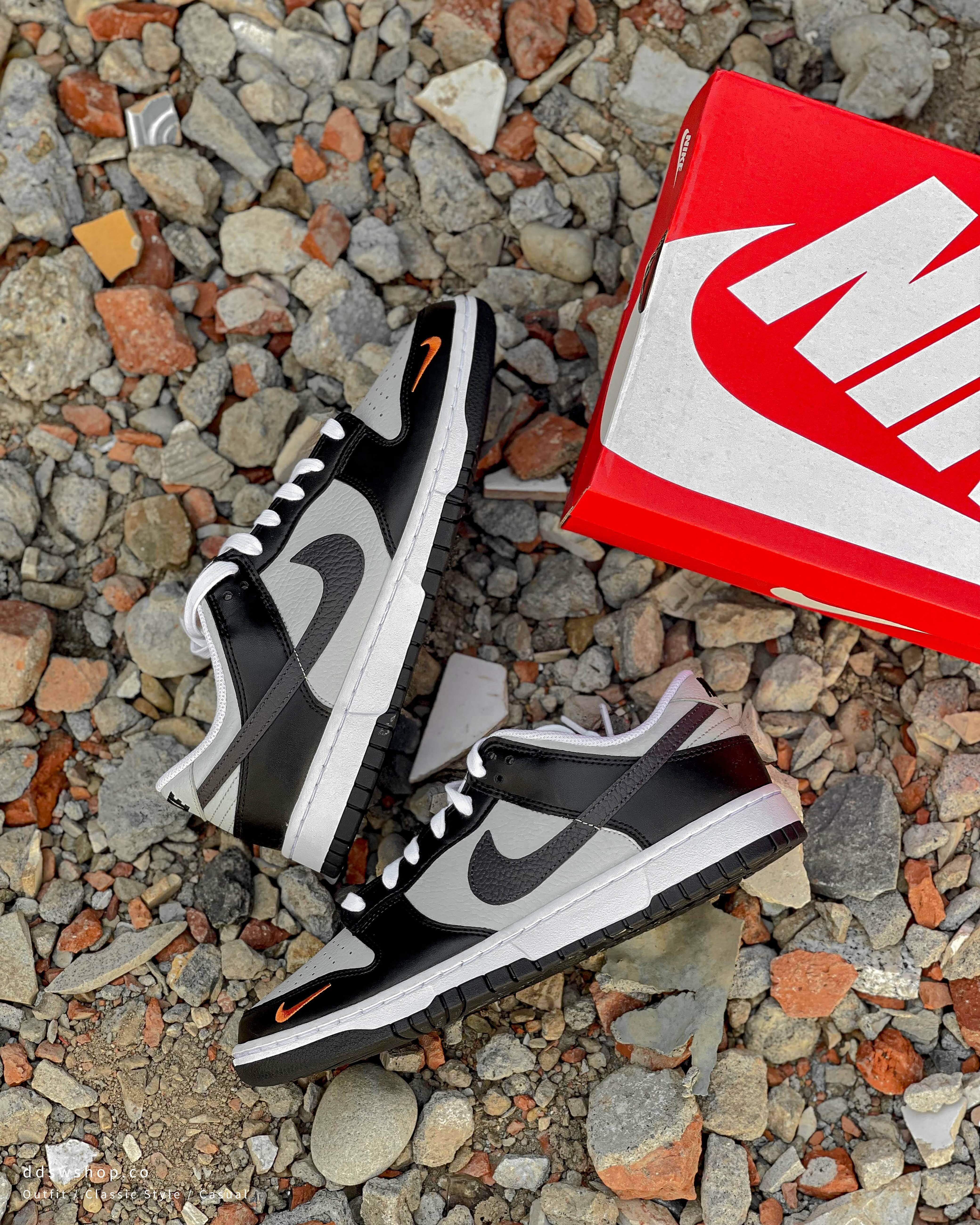 Nike Dunk Low 'Grey Black Orange Mini Swoosh' 影子 黑灰熊貓 橘色小勾 FN7808-001