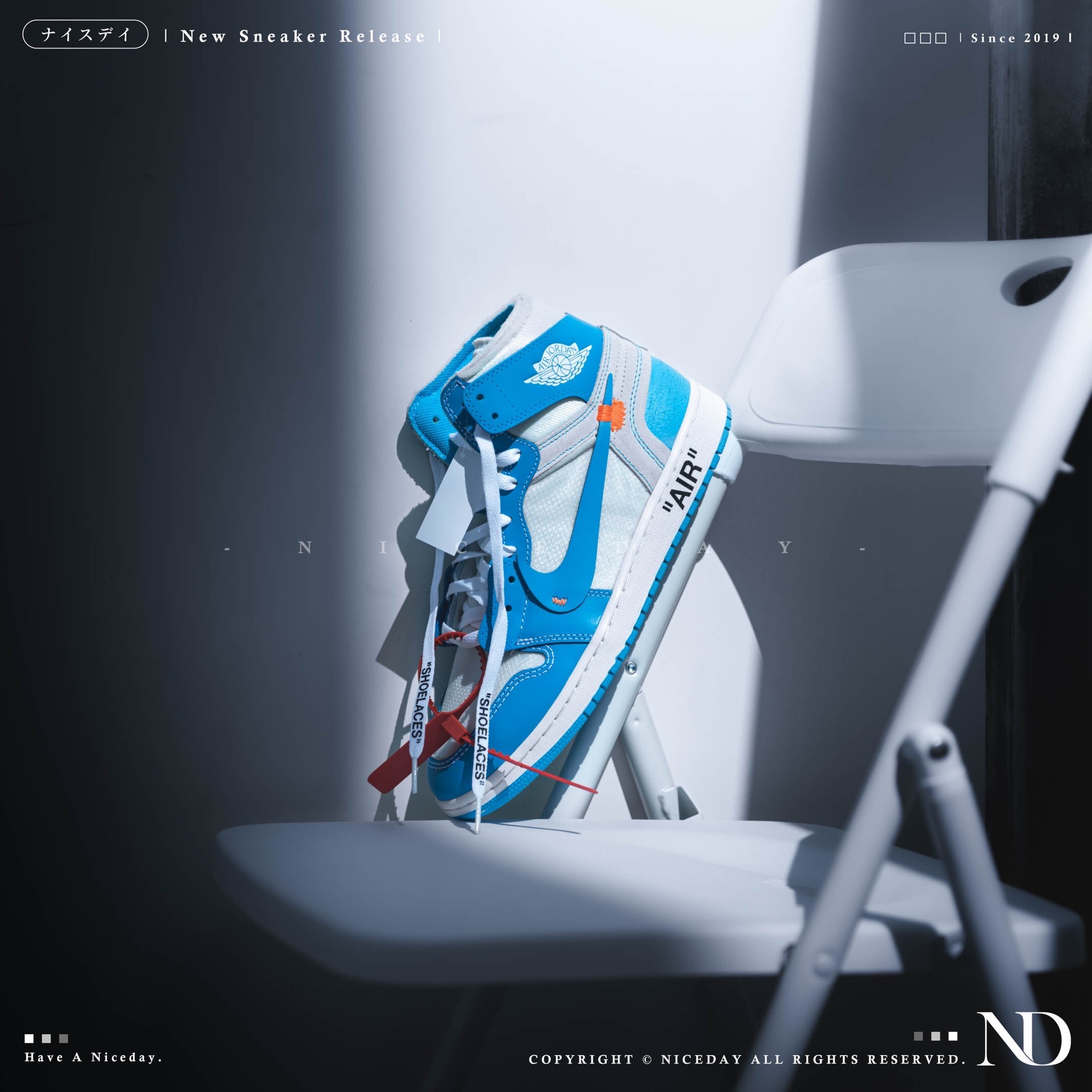 NICEDAY 代購 Off-White x Air Jordan 1 Retro High UNC  北卡藍 聯名 男女尺寸  AQ0818-148