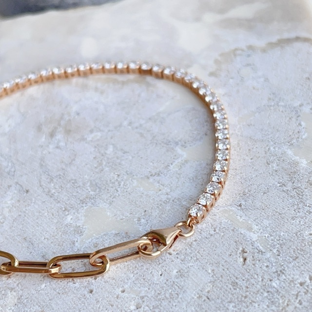 18K金鍊條鑽石軟身手鏈 (2.2mm版本)