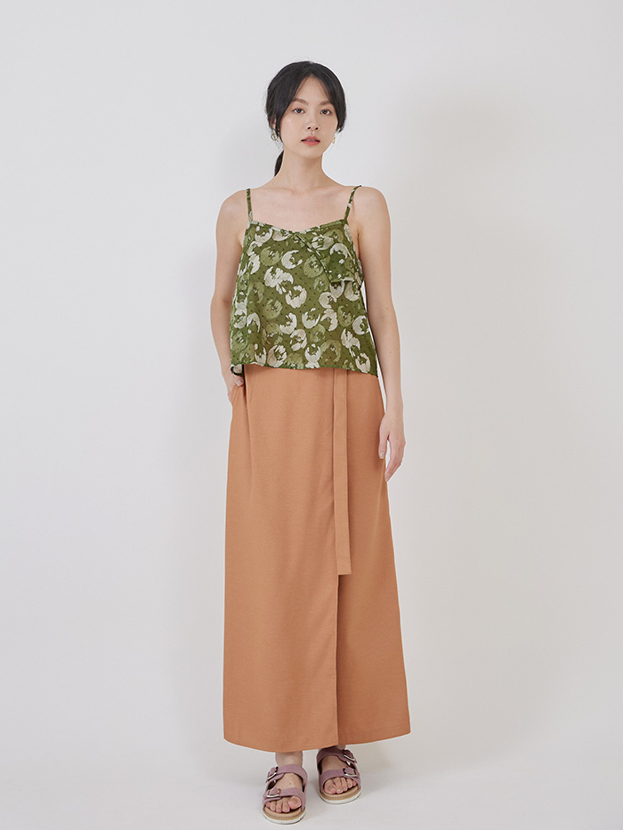 小嶼風景長褲裙-甜橘