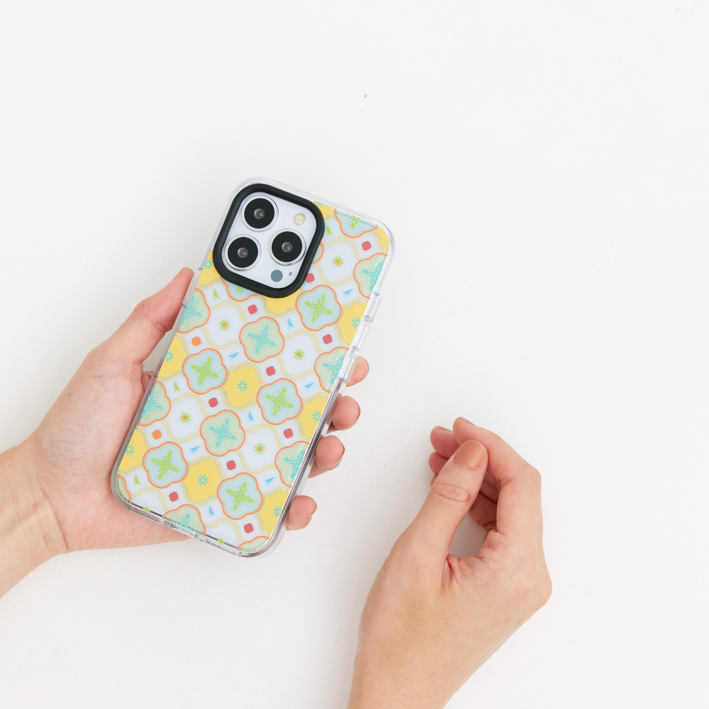 Clear iPhone/Begonia Glass & Crested Myna/Lemon Green