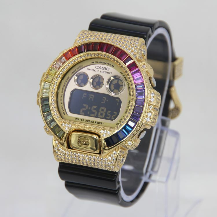 金色 改裝手錶 DW-6900CB-1 - 彩虹