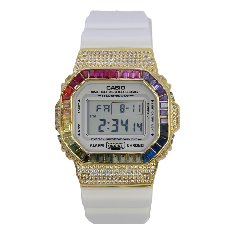 金色 改裝手錶 DW-5600MW-7 - 彩虹