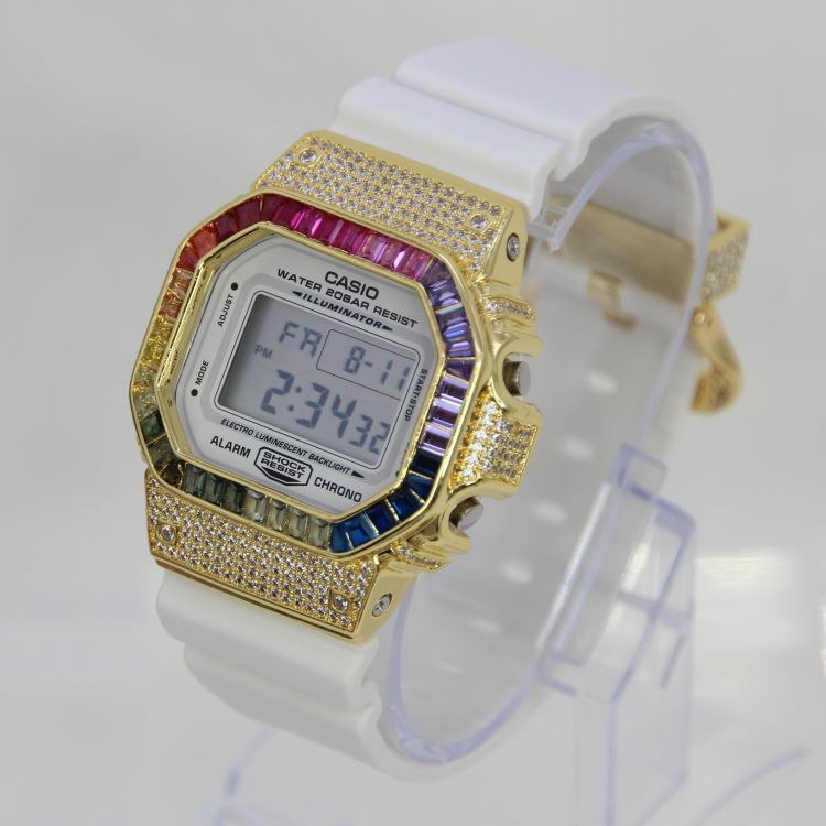 金色 改裝手錶 DW-5600MW-7 - 彩虹