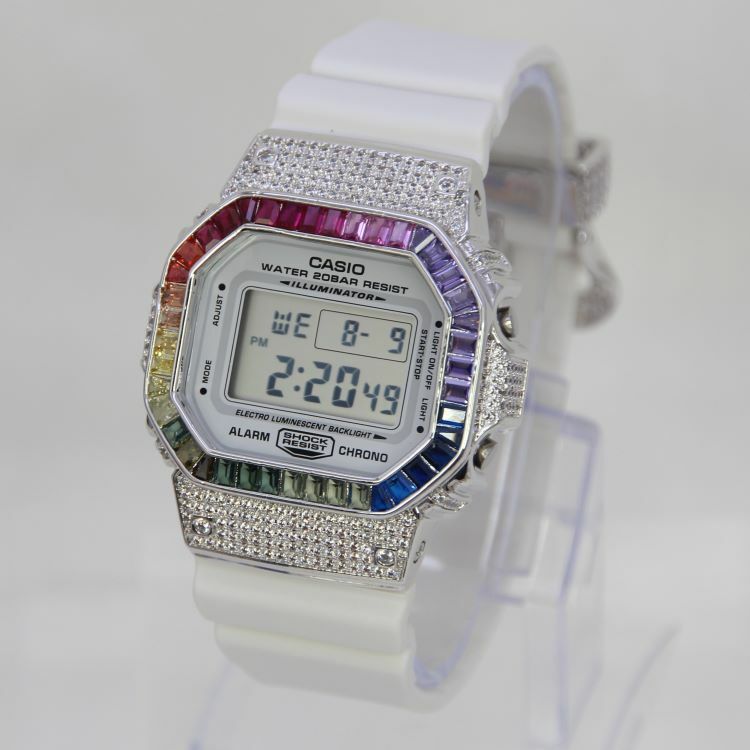 銀色 改裝手錶 DW-5600MW-7 - 彩虹