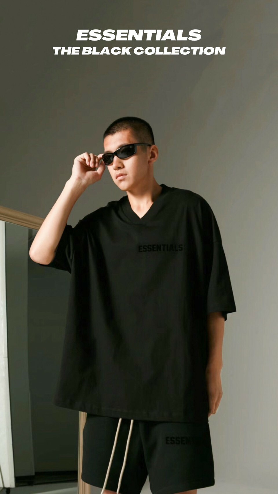 FOG Essentials 質感黑系列 V領落肩Logo短袖 T The Black Collection