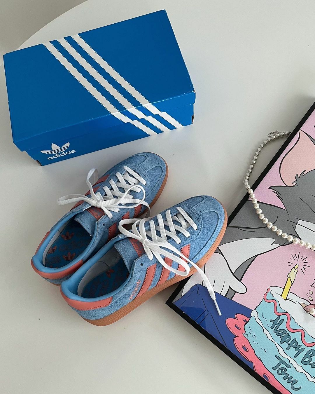 Adidas Originals Handball Spezial 天空藍 橘色線 生膠底 復古 德訓鞋 IF6564