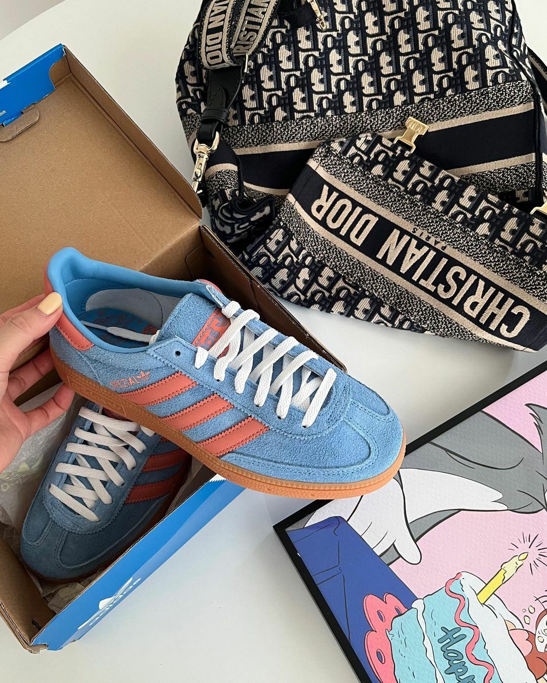 Adidas Originals Handball Spezial 天空藍 橘色線 生膠底 復古 德訓鞋 IF6564