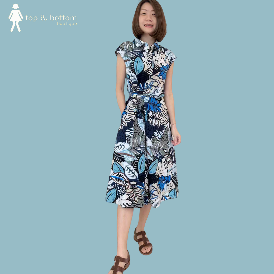 COLLARED FLORAL MIDI DRESS