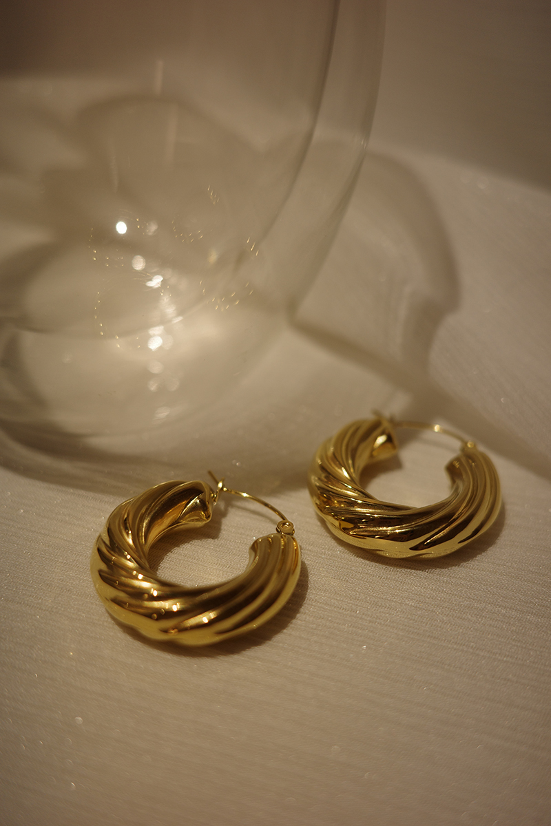 Donut│耳扣│鈦鋼│18K 鍍金系列*