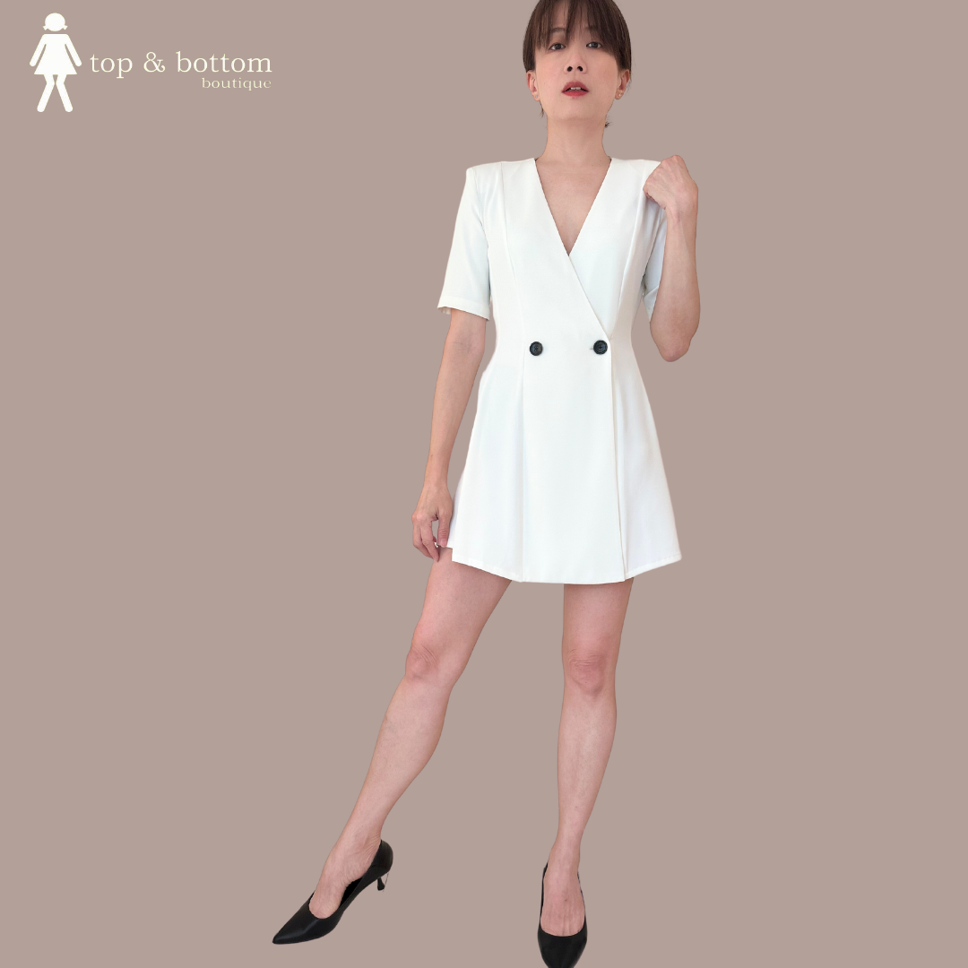 SOLID S/SLEEVE JACKET SHORT ROMPER