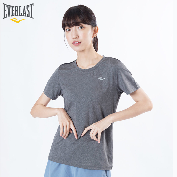 EVERLAST 短T 短袖 灰色 拼接 小LOGO 吸排 運動 上衣 女 4022107511