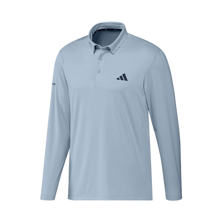 Adidas Golf-AEROREADY 背後三角LOGO長袖POLO衫(男)-淺藍/ 深藍/ 黑