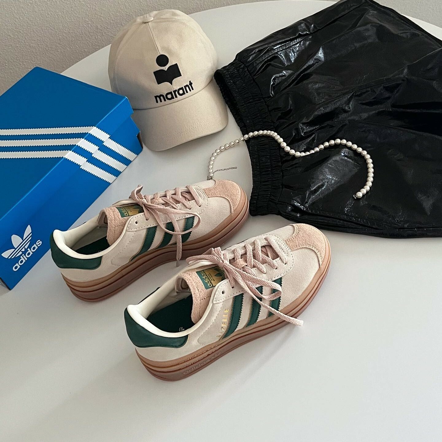 Adidas Originals Gazelle Bold Lisa同款 燕麥奶茶 孔雀綠 結構 厚底 增高 ID7056