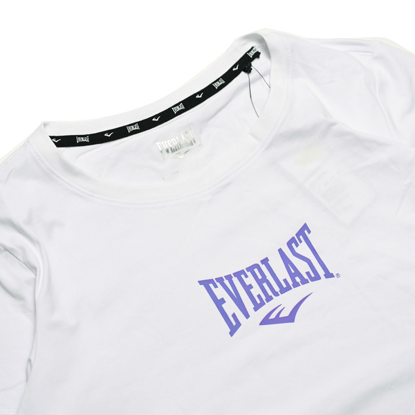 EVERLAST 短T 短袖 白紫 小LOGO 休閒 運動 上衣 女 4022100900
