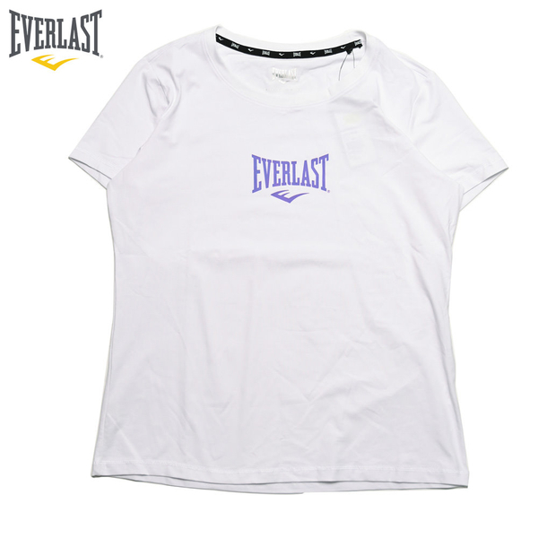 EVERLAST 短T 短袖 白紫 小LOGO 休閒 運動 上衣 女 4022100900